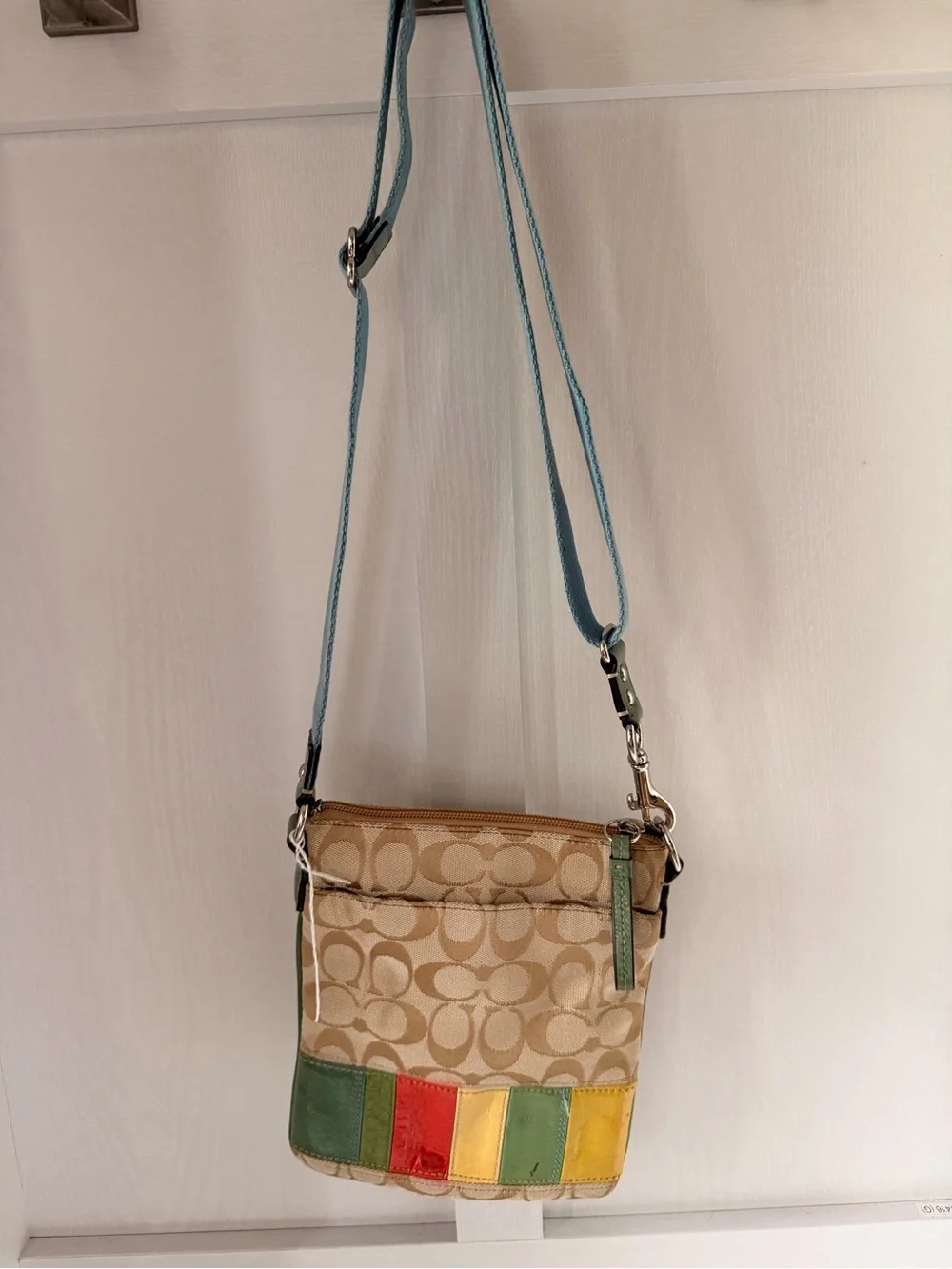 Coach Hamptons Weekend Multicolor Stripe Swingpack Crossbody (Model No. F17441)